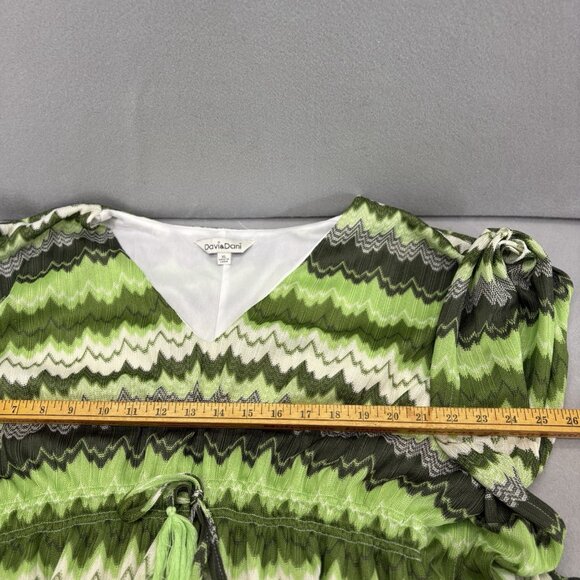 Davi & Dani Green Wavy Knit Design, Tie Waist Dress,Flowy Sleeve SZ X-Large Boho - Picture 9 of 13